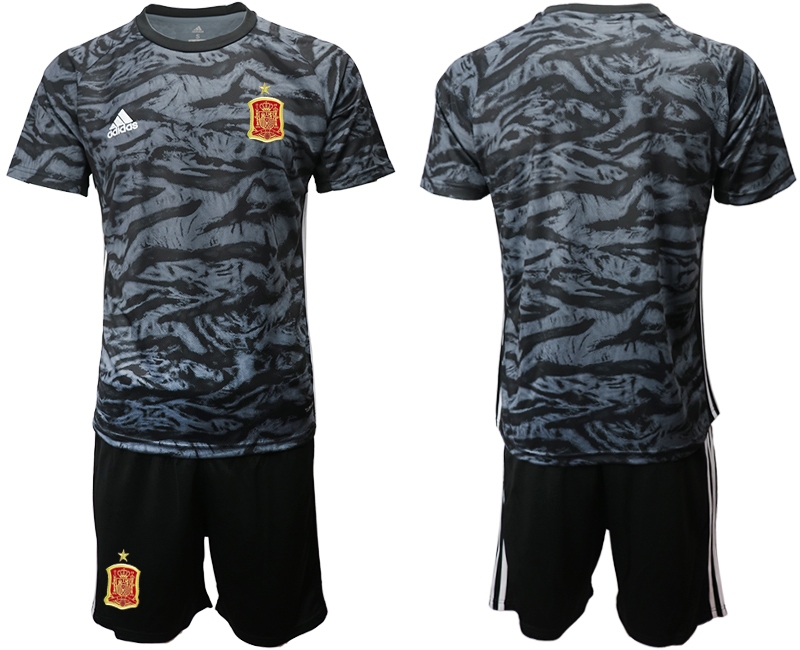 Men 2021 European Cup Spain black goalkeeper Soccer Jersey->spain jersey->Soccer Country Jersey
